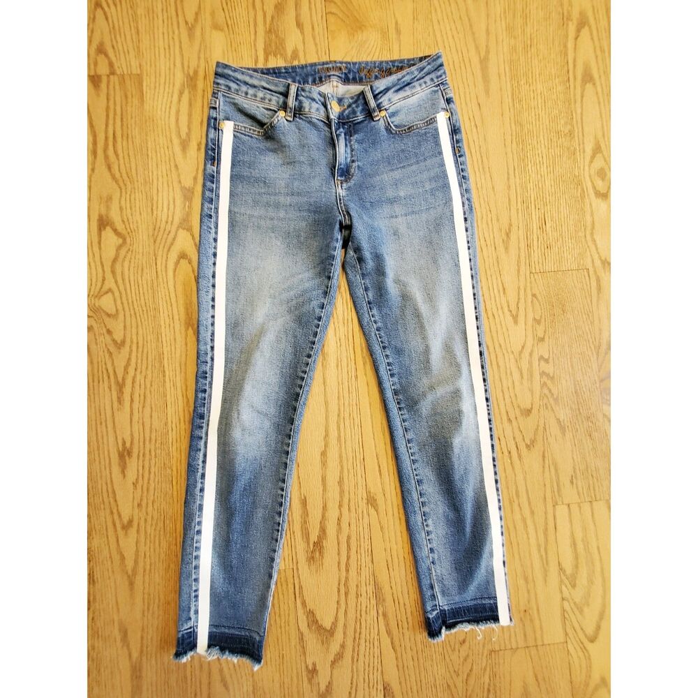 Escada Sports Womens Germany Sz 34/ US 4 Skinny Jeans Stripe Stretch J492 EUC - Picture 2 of 15